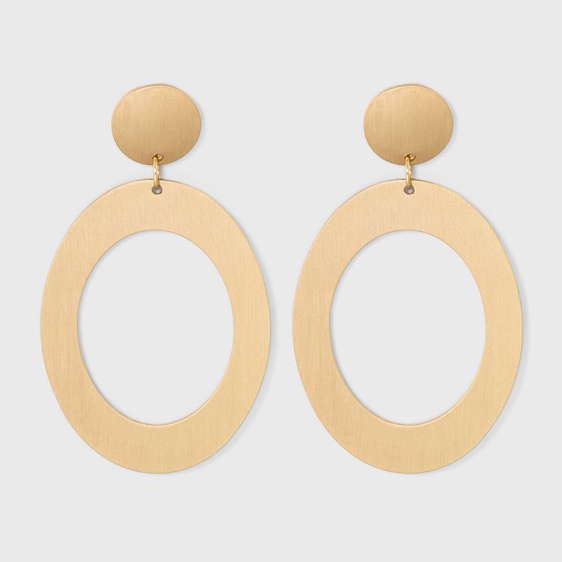 Worn Multi Plated Hammered Rectangle Statement Earrings - A New Day™ Gold