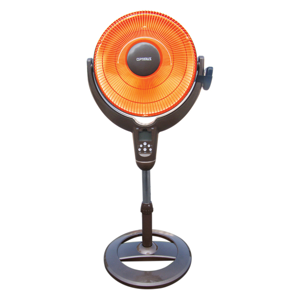 2-Setting 1,200-Watt-Max 14-In. Pedestal Oscillating Radiant Dish Heater with Remote (Black)