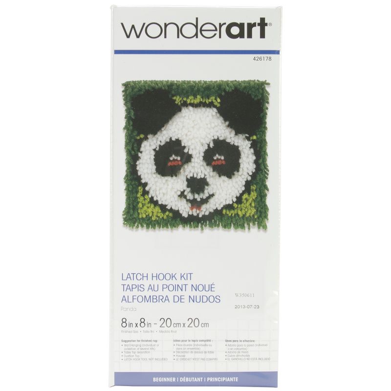 Wonderart Latch Hook Kit 8"X8"-Panda