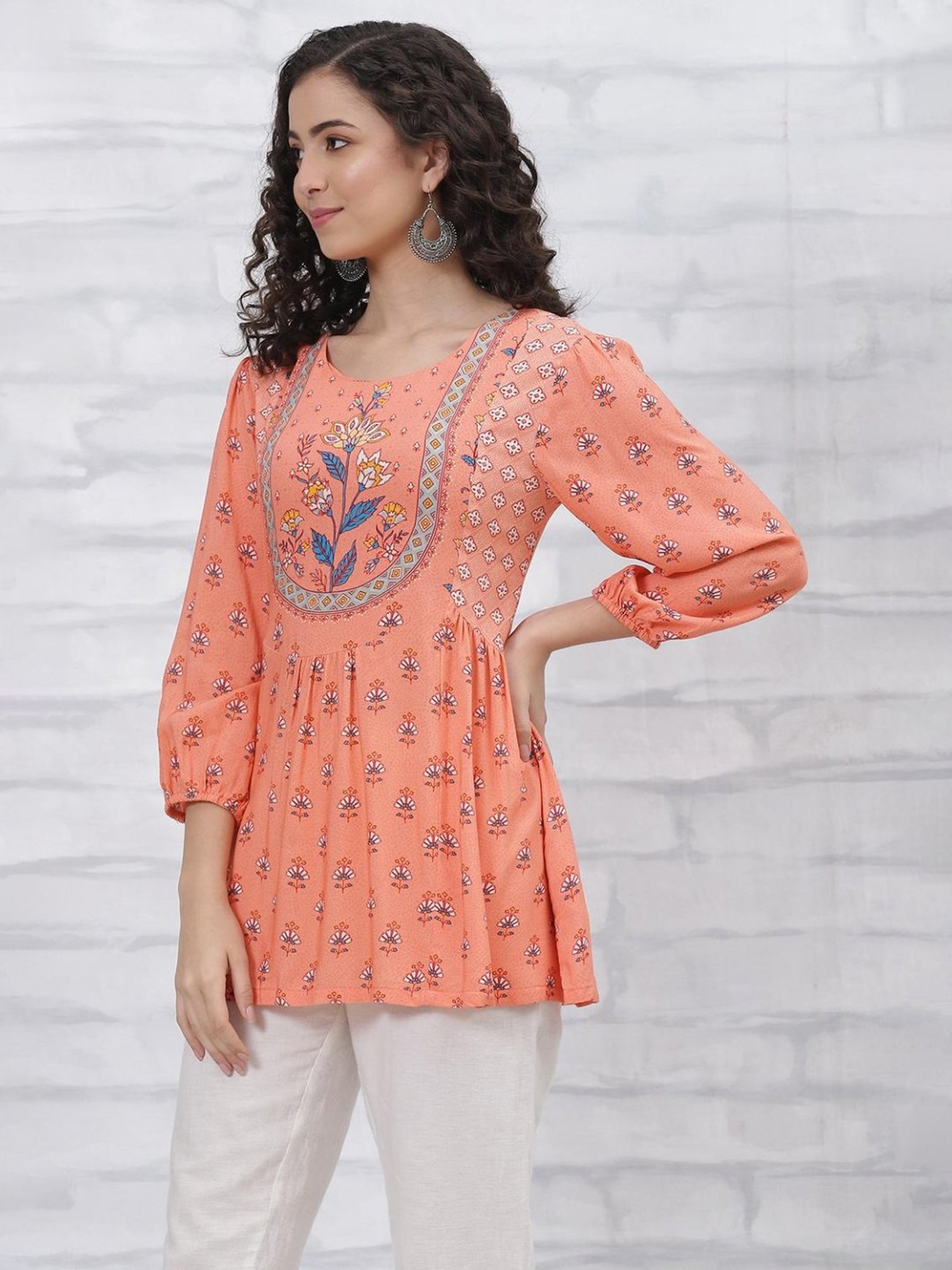 Rangriti Coral Printed Tunic