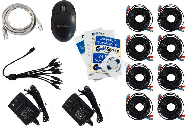 eN-Secure 8 Channel HD Security Surveillance System, 6 Bullet 2 Dome Night Vision Indoor/Outdoor 1080p Cameras, 2TB HDD, Smart Phone Compatible