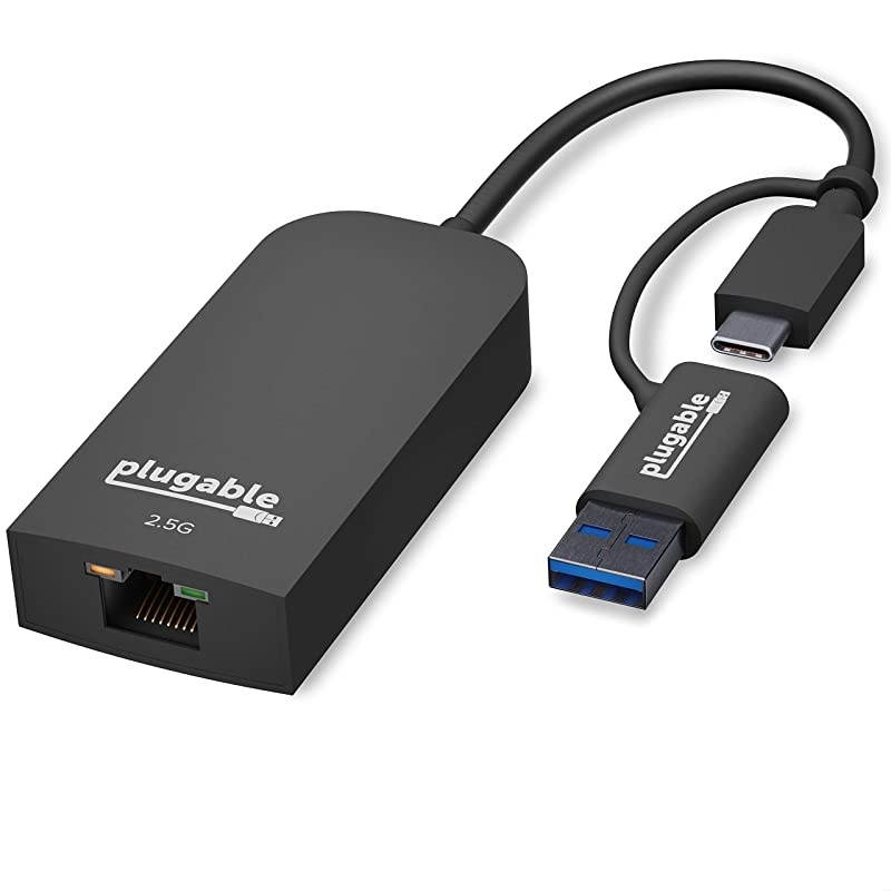 2.5G USB C and USB to Ethernet Adapter, 2-in-1 Adapter Compatible with USB C/Thunderbolt 3 or USB 3.0, USB-C to RJ45 2.5 Gigabit LAN Compatible with Mac and Windows
