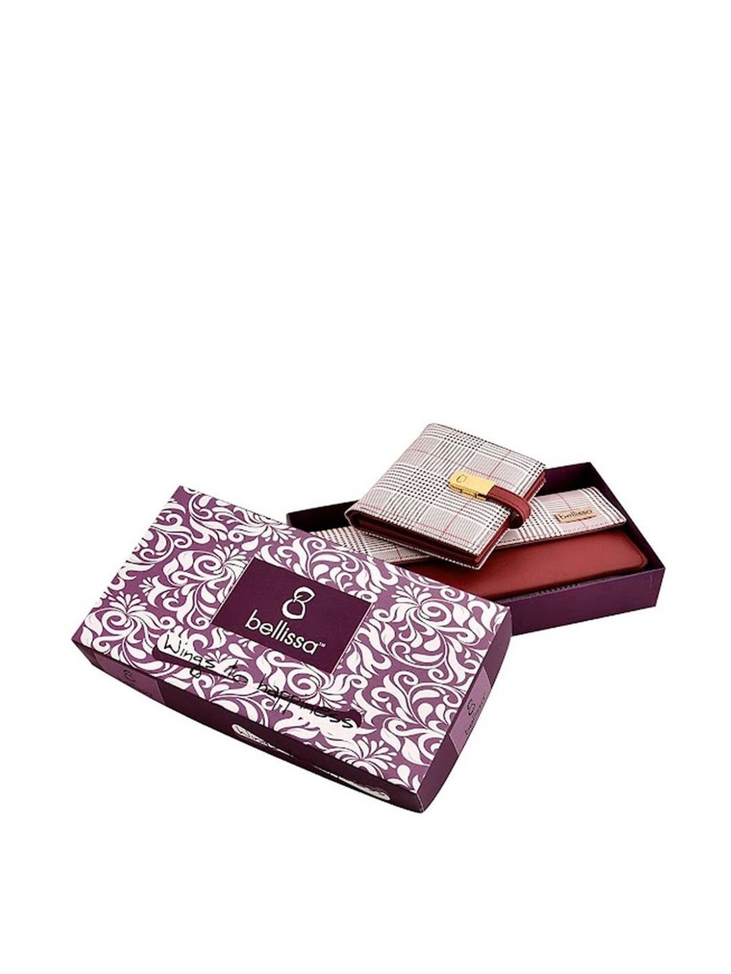 Bellissa Maroon Striped Combo Wallet for Women