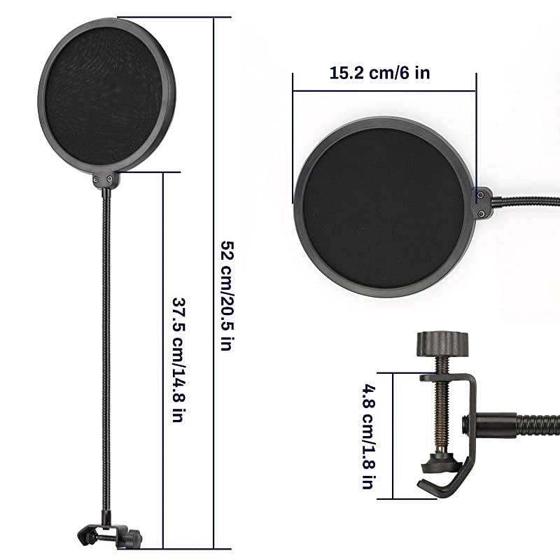 Filter Studio Double Round Shape Microphone Screen Filter Double Layer Sound Shield Guard Windscreen