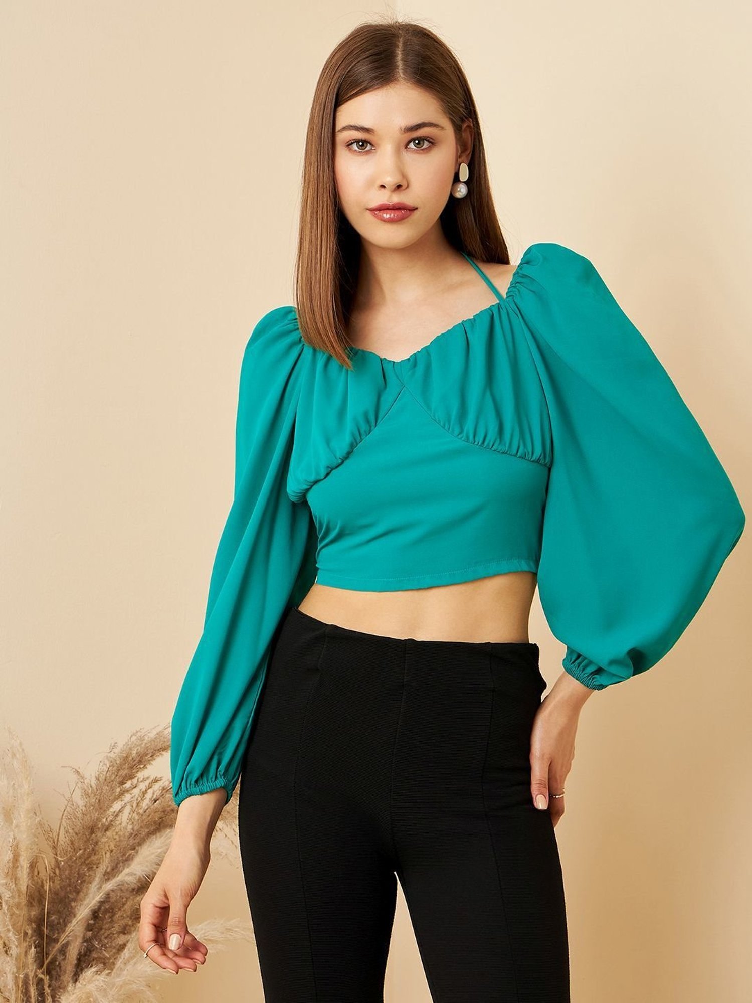 Rare Green Sweet Heart Neck Top