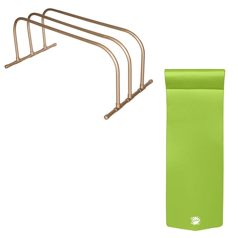 TRC Recreation PVC Pool Float Storage Drying Rack w/ 70 Inch Foam Lounger Lime