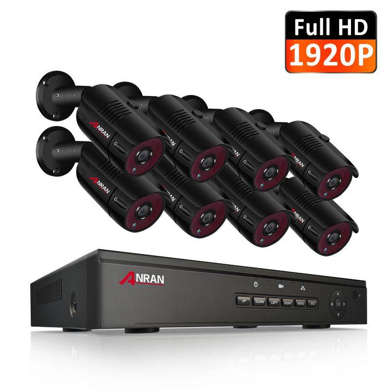 ANRAN 1920P H.264 Home Wired Security Cameras System, 8CH 5.0MP HD POE NVR 8pcs 1920P Outdoor Indoor Waterproof Surveillance Cameras , Night Vision,Email Alarm,Motion Detection (No HDD)