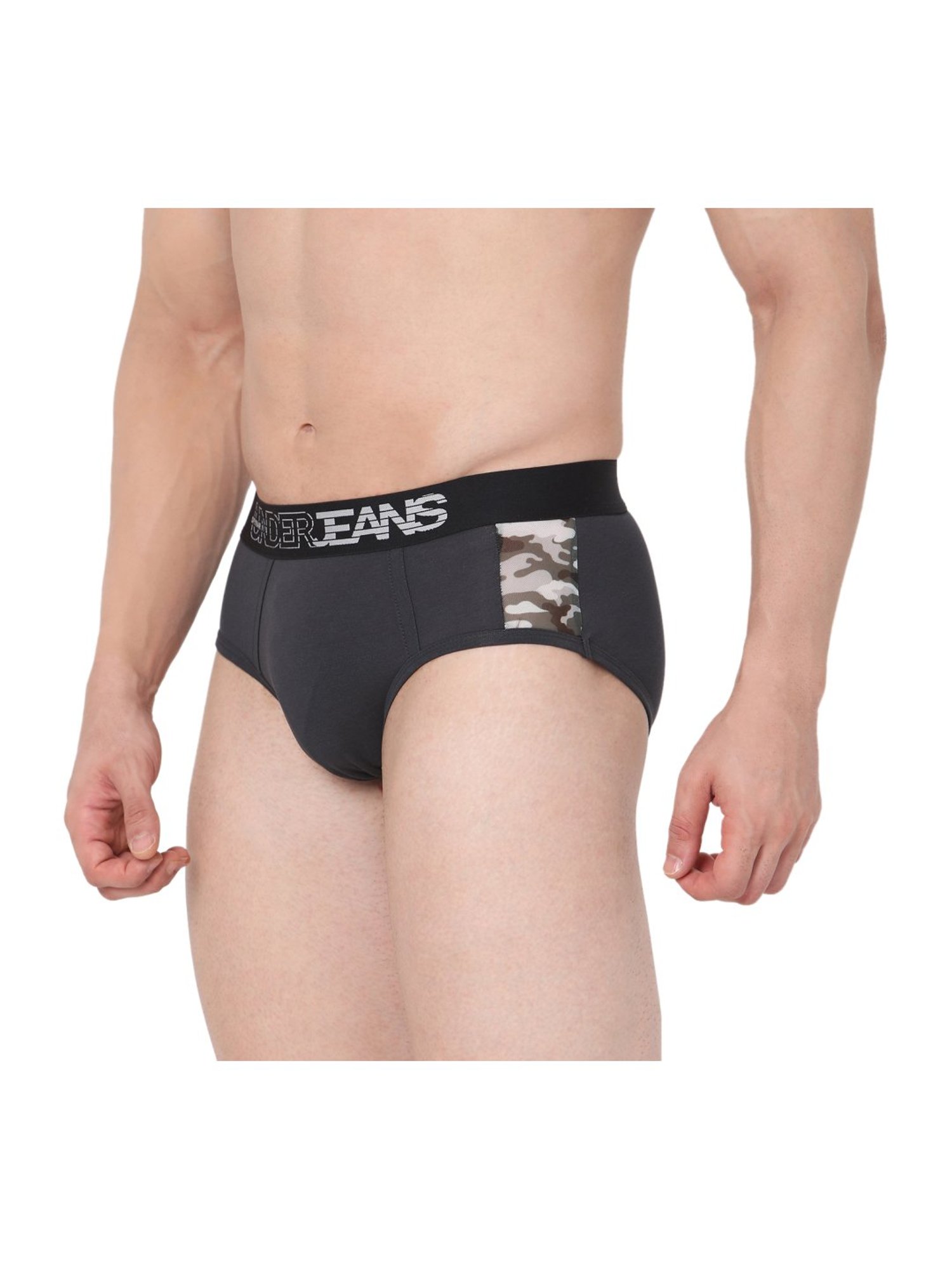UnderJeans by Spykar Dark Grey Cotton Briefs