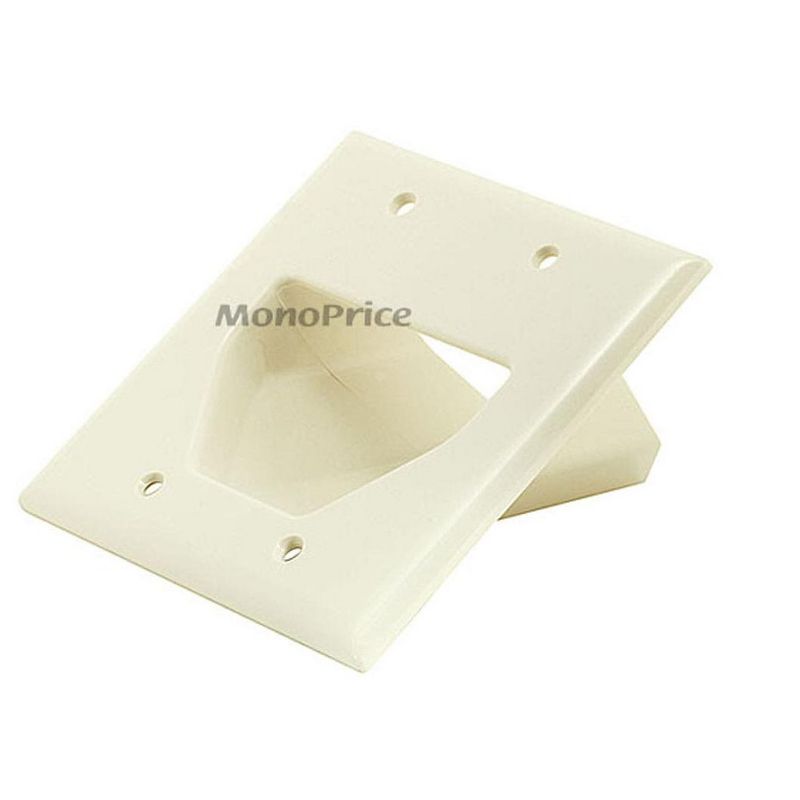 Monoprice 2-Gang Recessed Low Voltage Cable Wall Plate - Lite Almond