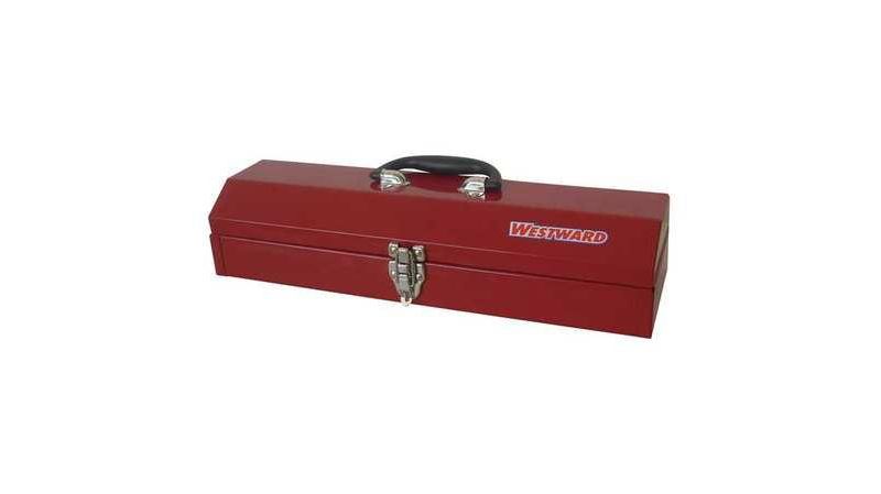 WESTWARD 36Y010 19-1/4"W Steel, Red Portable Tool Box, Powder Coated, 4"H