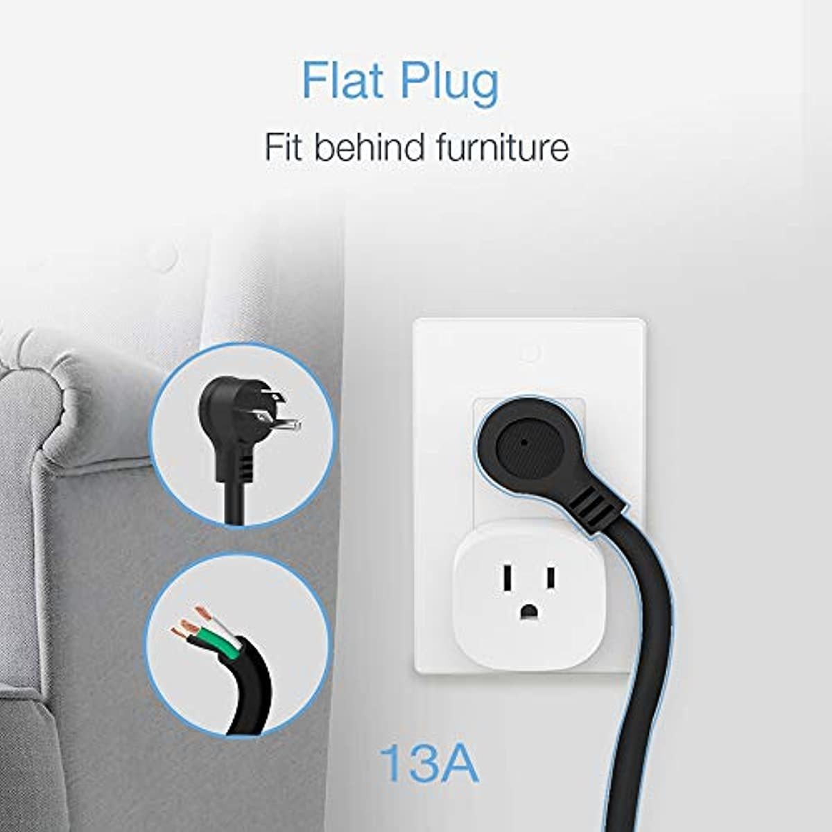 Power Strip with USB, TESSAN Desktop 5 Ft Extension Cord Flat Plug with 6 Widely Spaced Outlets, Built-in 1700J Surge Protector for Home and Office Accessories, Black