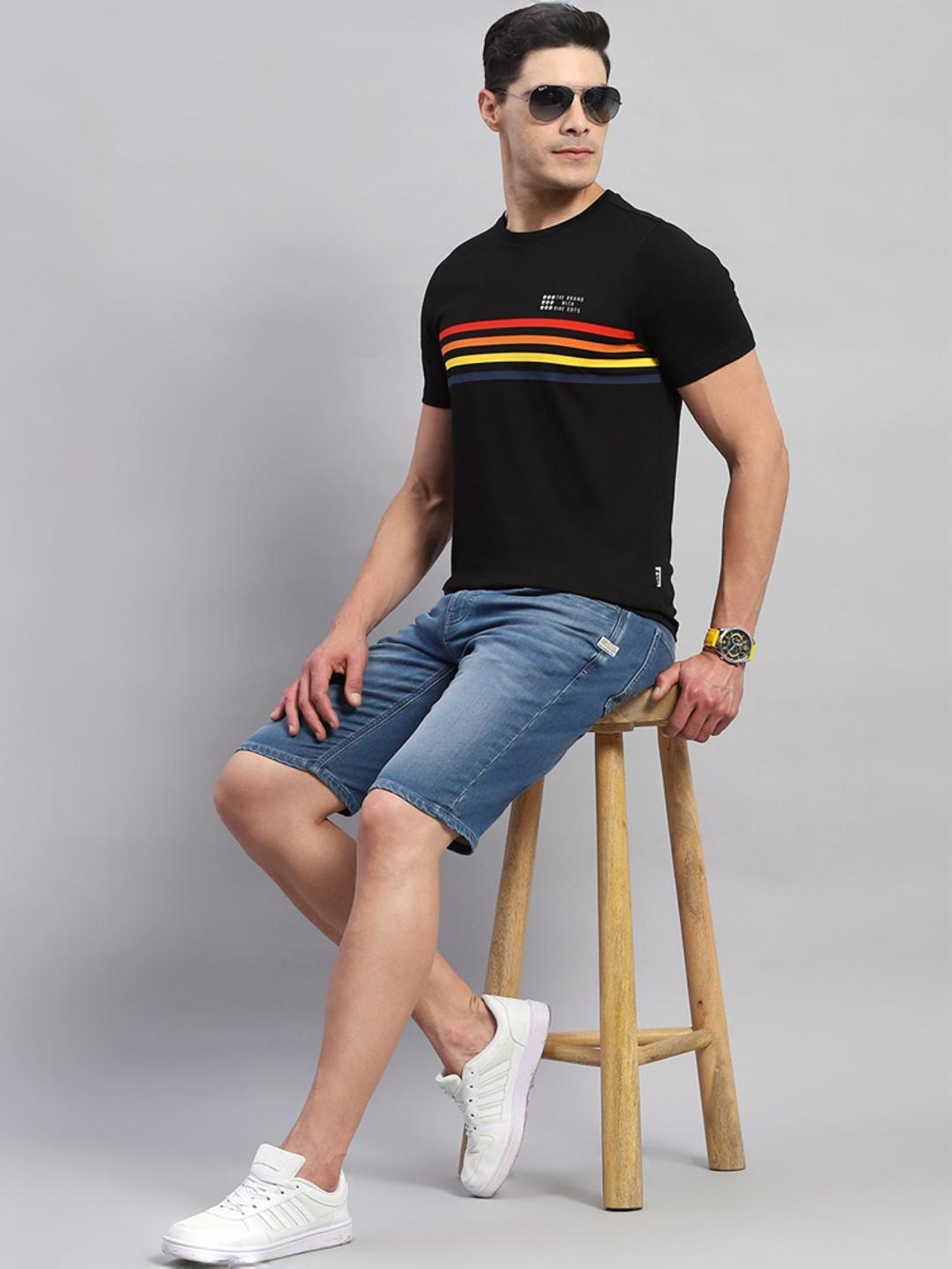 Rock.it Black Cotton Regular Fit Printed T-Shirt