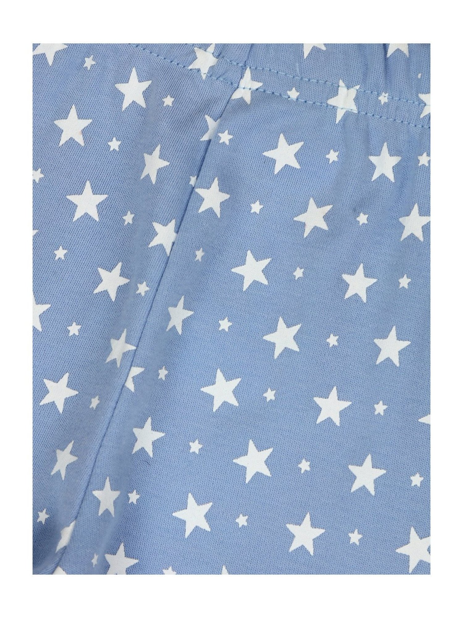 GJ baby Blue Printed Full Sleeves Bodysuit, Bib, Cap, Mittens with Socks