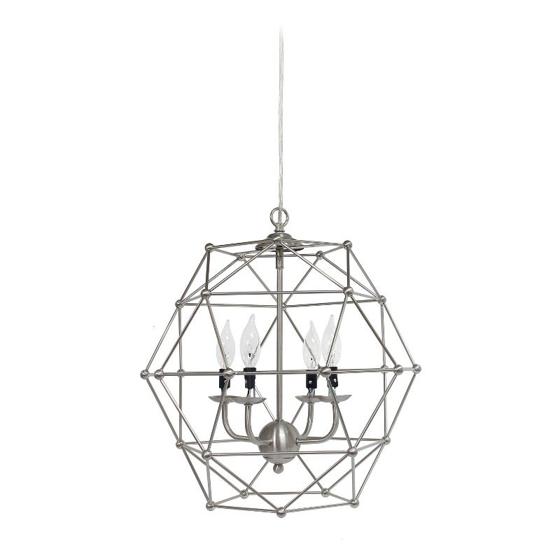 4-Light Hexagon Industrial Rustic Pendant Brushed Nickel - Elegant Designs