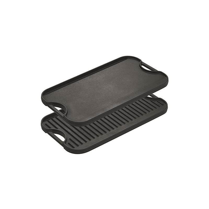 Pre-Seasoned Cast Iron Reversible Grill/Griddle With Handles, 20 Inch x 10.5 Inch - One tray