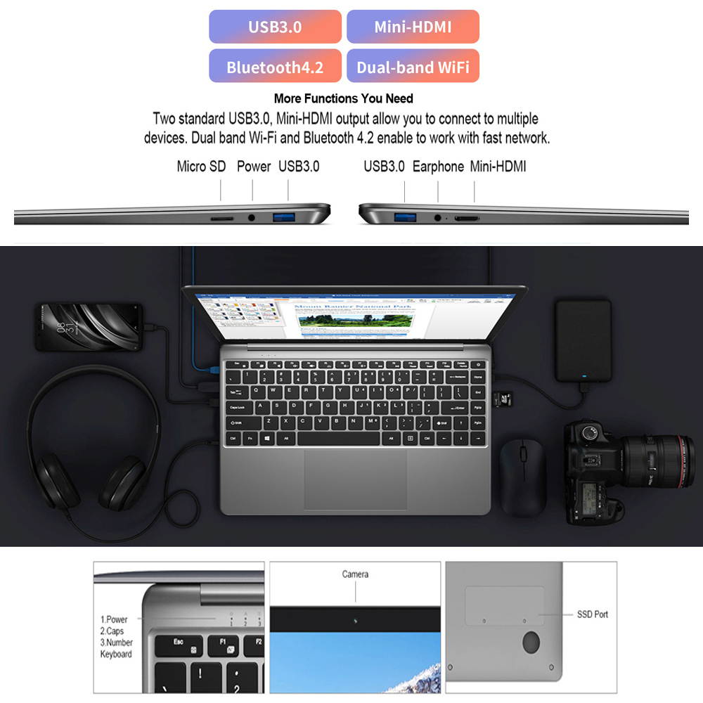 Lemonra F15 Laptop 15.6 In Notebook  Intel N4100 Quad Core 2.4GHz Intel UHD Graphics 600 LPDDR4 8GB RAM 256GB SSD Pocketbook Windows 10 OS 1920x1080 FHD Netbook