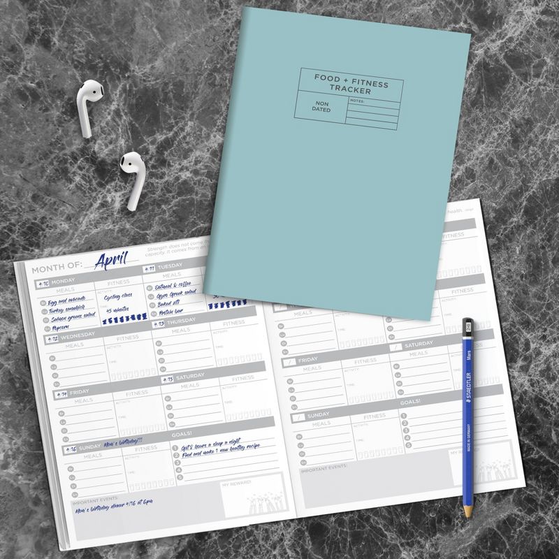 Undated Food + Fitness Tracker 7" x 10.25" - Blue