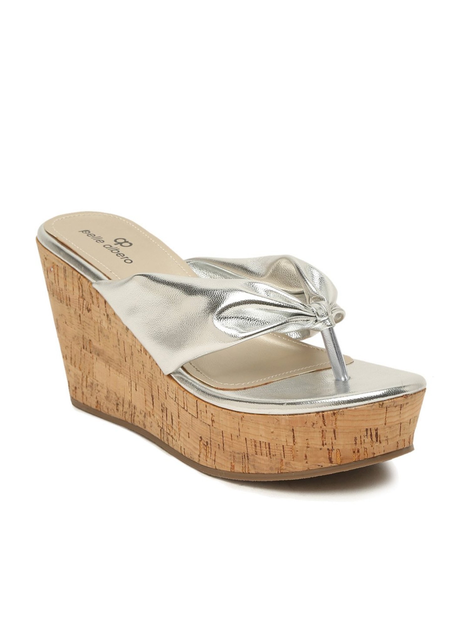 Pelle Albero Women's Silver Thong Wedges