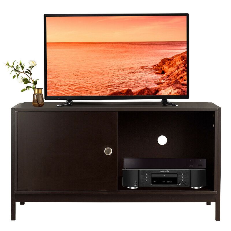Costway TV Stand Modern Entertainment Cabinet for TV's up To 50'' with Sliding Doors