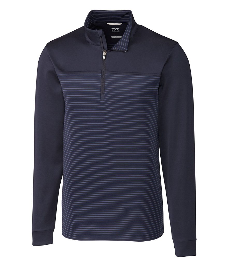 Cutter & Buck Big & Tall Traverse Stripe Performance Stretch Half-Zip Pullover