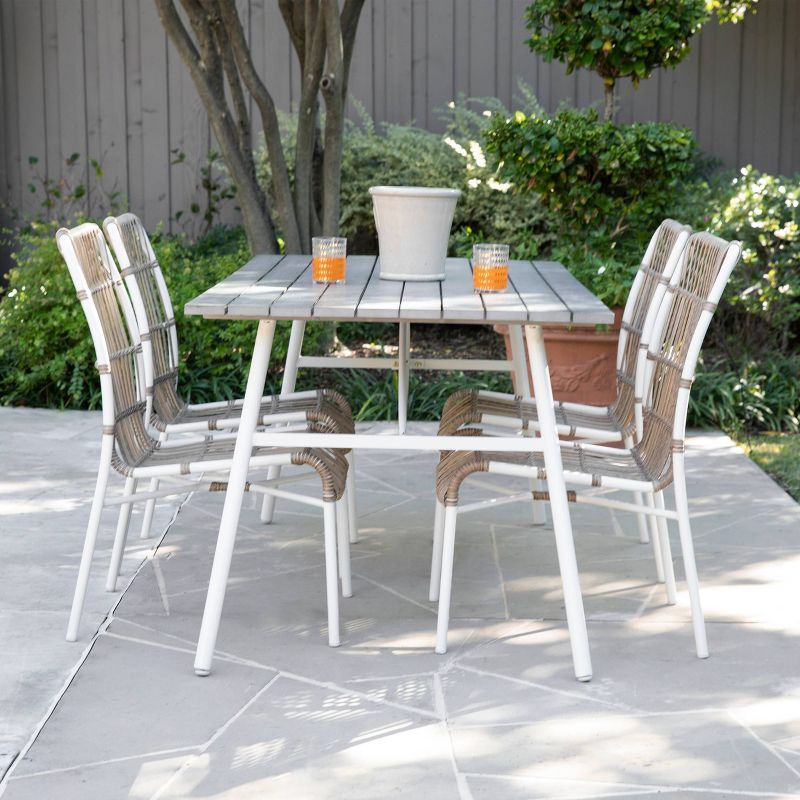 4-Person Francyne Indoor/Outdoor Rectangular Dining Table Gray and White - Aiden Lane