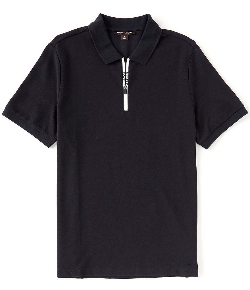 Michael Kors Logo Zip Tape Short-Sleeve Polo Shirt