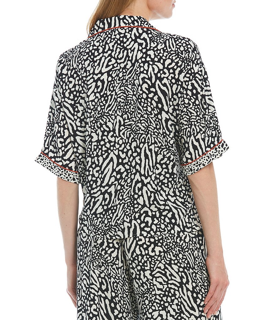 Donna Karan Animal Printed Button Front Coordinating Sleep Top