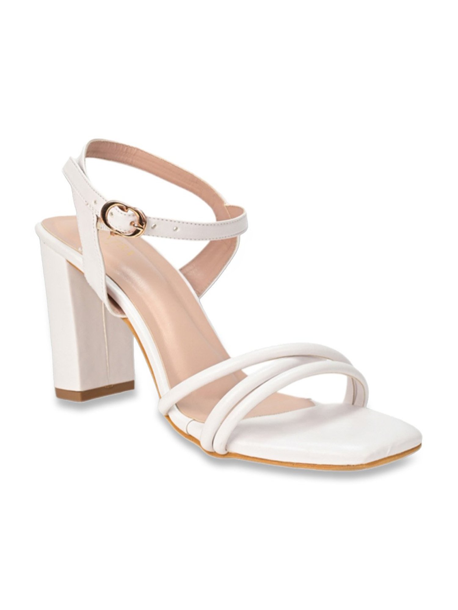 Scentra Women's White Ankle Strap Sandals