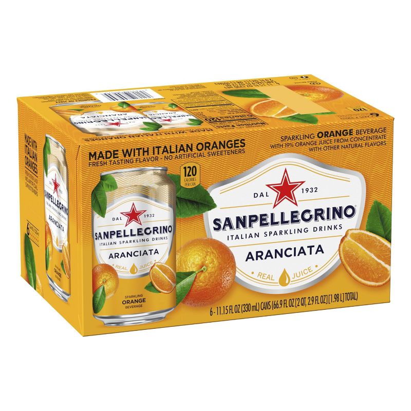 Sanpellegrino Sparkling Fruit Beverages Aranciata/Orange - 6pk/11.15 fl oz Cans