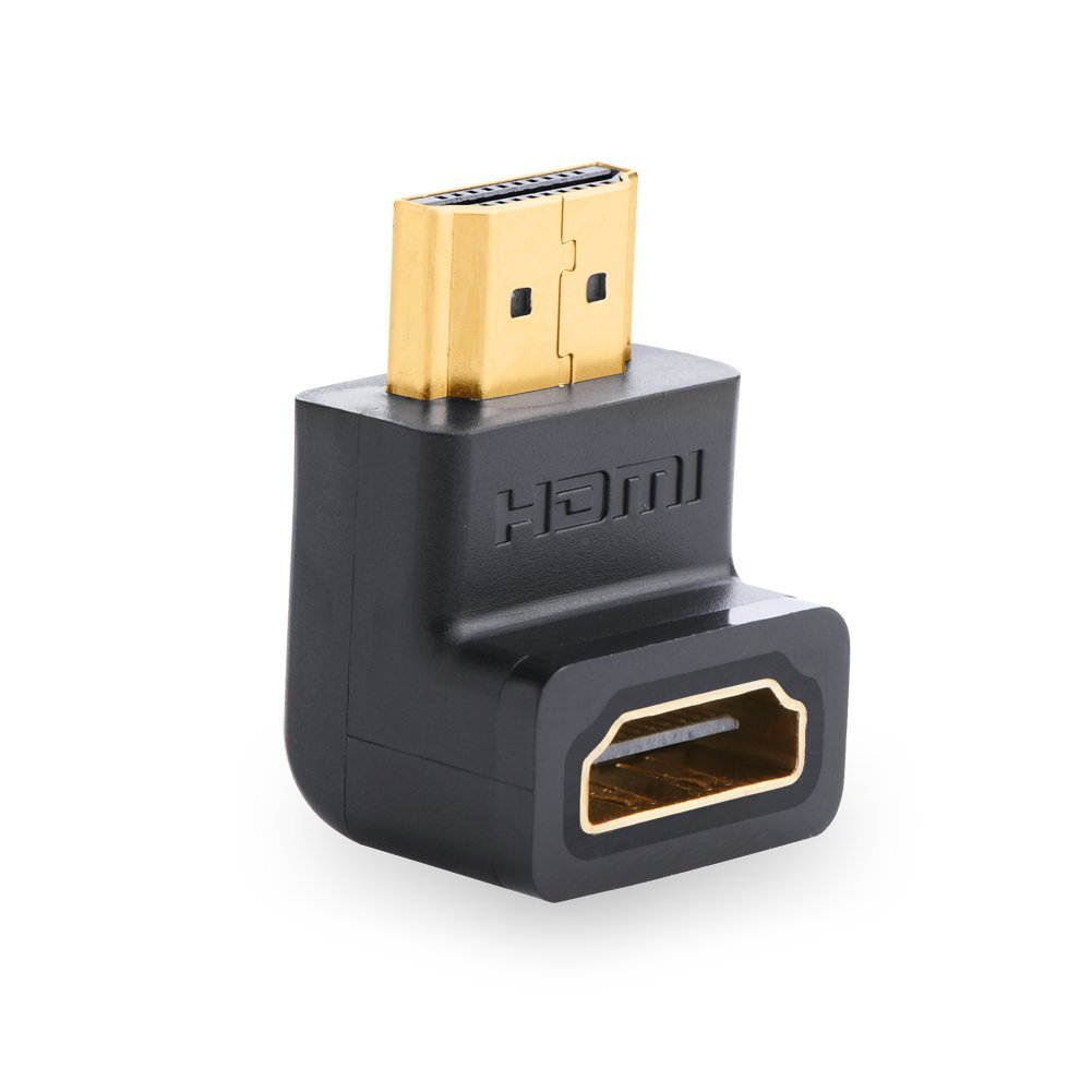 Ugreen HDMI 90 Degree Right Angle Adapter, Gold Plated High Speed HDMI Male to Female Connector Adapter 20109