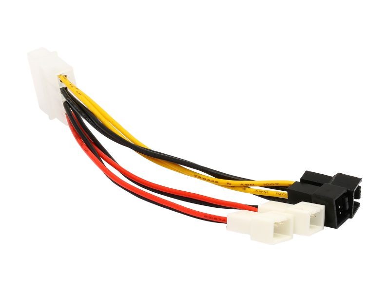 Rosewill LP44TX3-6 6.1 in. 4-pin Molex LP4 to 3-pin TX3 Multi-Fan Power Adapter Converter Cable, 2x5V/2x12V