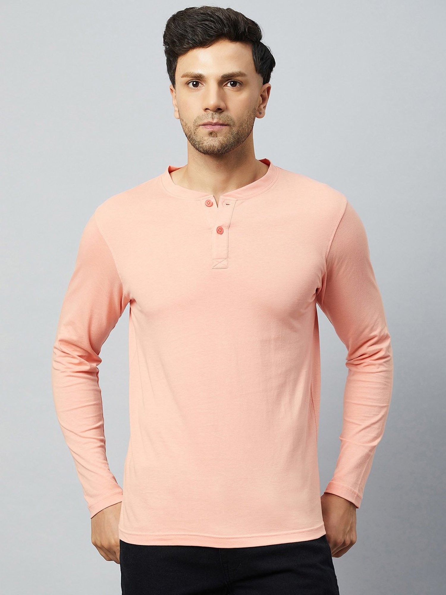Club York Peach Regular Fit Henley T-Shirt