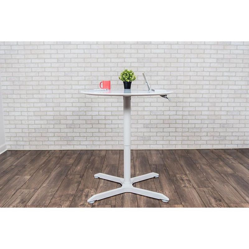 Luxor 36 Round Height Adjustable Caf'e Table, White LX-PNADJ-36RD