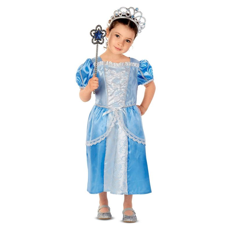 Melissa & Doug Royal Princess Role Play Costume Set (3pc) - Blue Gown, Tiara, Wand