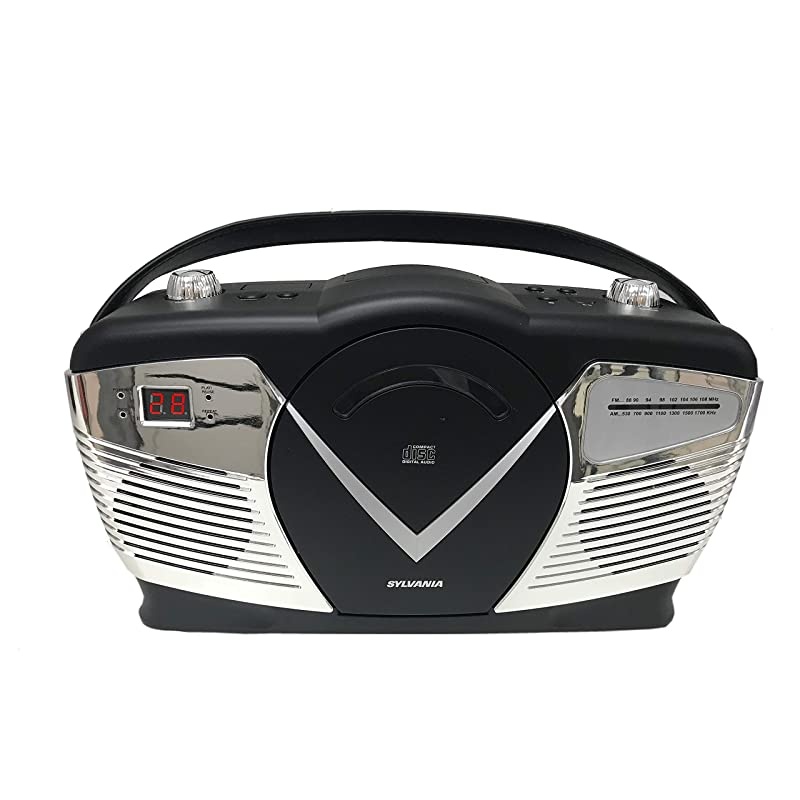Portable Cd Boombox with AmFM Radio Retro Style Black