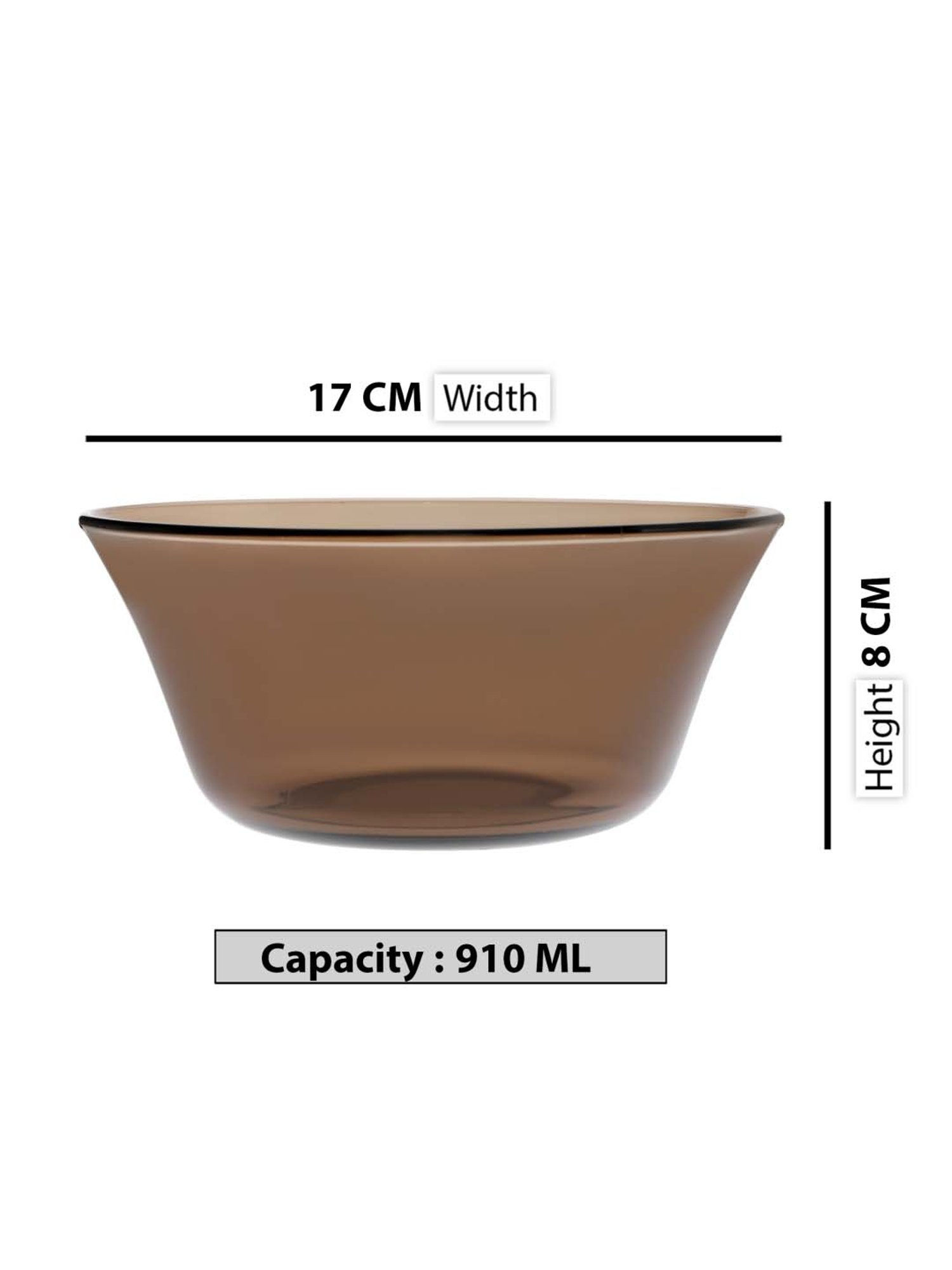 Duralex 'Lys' Brown Glass 17 cm Table Serving Bowl (0.91 L) - Set of 6