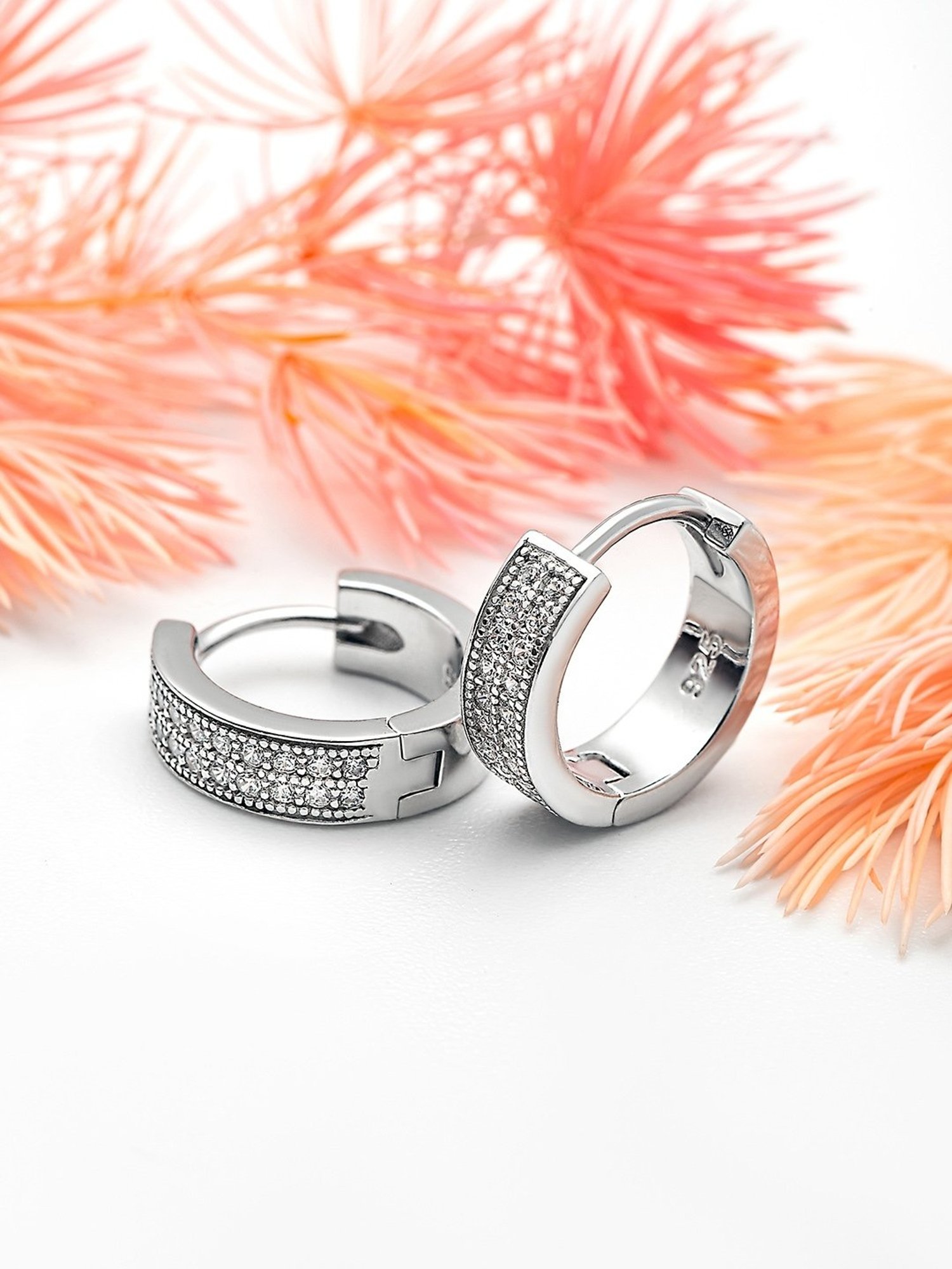 Silberry 92.5 Sterling Silver Tanisha&iquest;s Crystal Huggie Earrings for Women