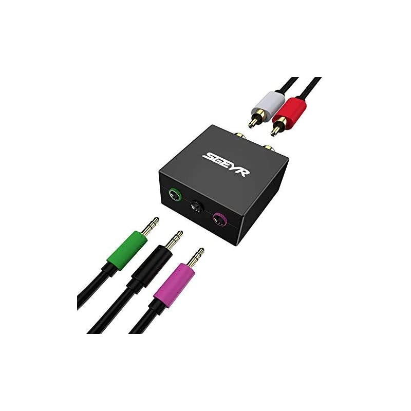 51 Audio Console Adapter Convert Stereo RCA to 3 x 18 35mm Jack Bidirectional Conversion for 51 Multimedia Speaker