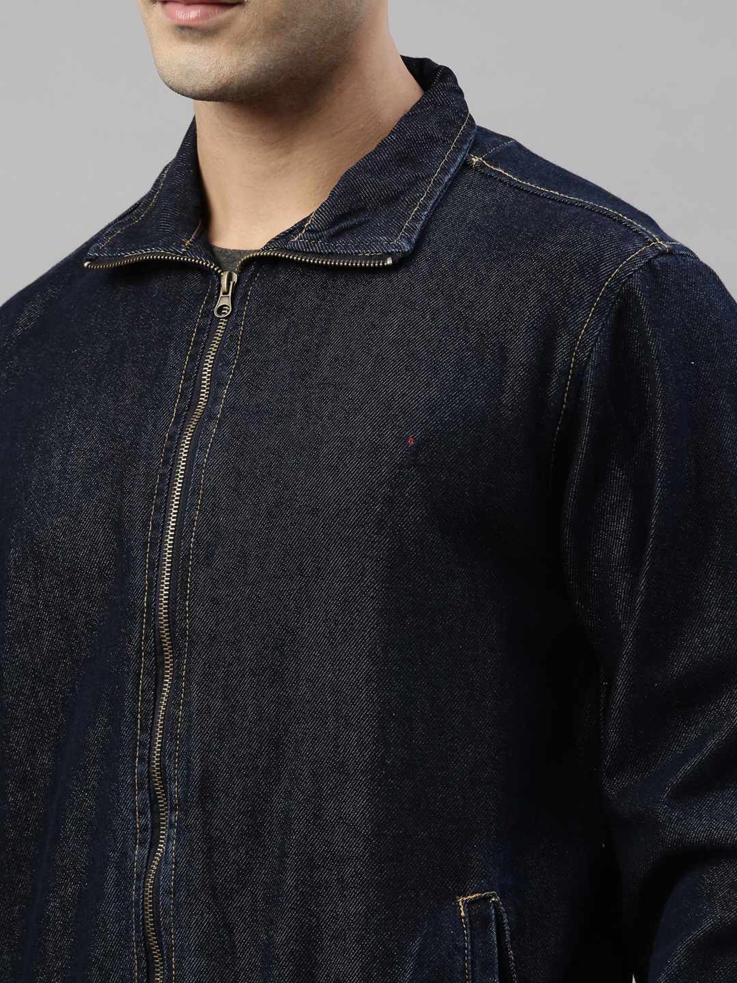 CINOCCI Blue Cotton Slim Fit Denim Jacket