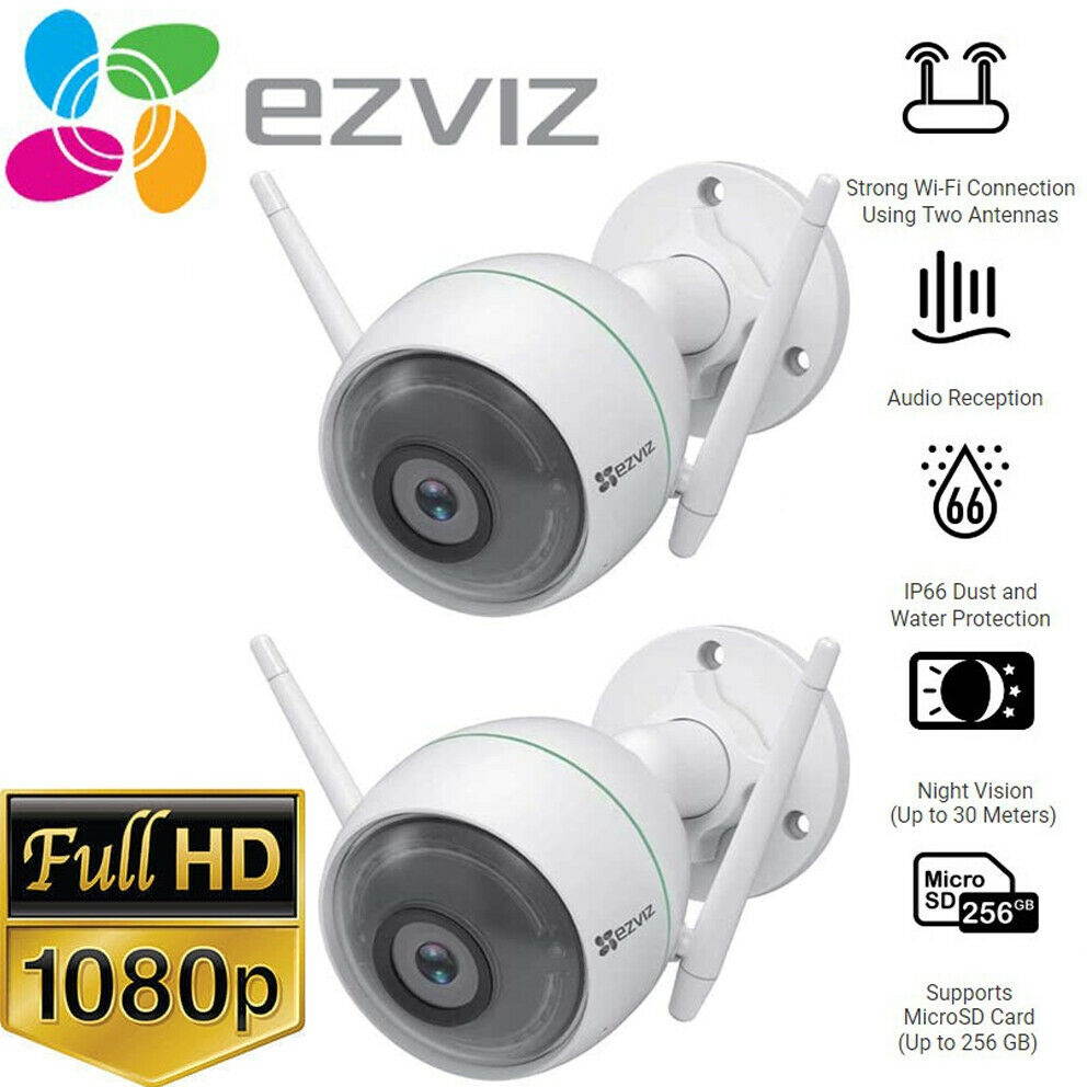 2x   1080p Outdoor WiFi Camera Weatherproof Smart Motion Detection C3WN