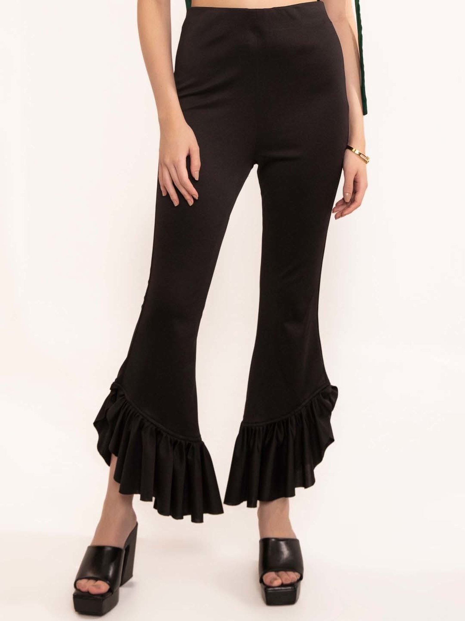 KAORI BY SHREYA AGARWAL Black High Rise Bootcut Trousers