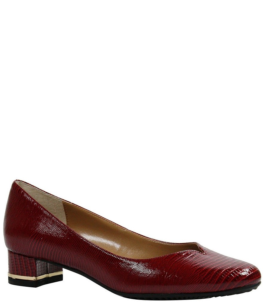 J. Renee Bambalina Lizard Print Patent Leather Block Heel Pumps