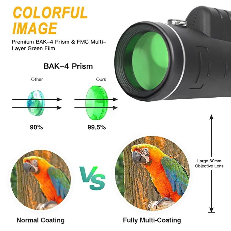 Telescope High Power with Smartphone HolderBAK4 Prism for Bird Watching Hunting Camping Travelling Wildlife
