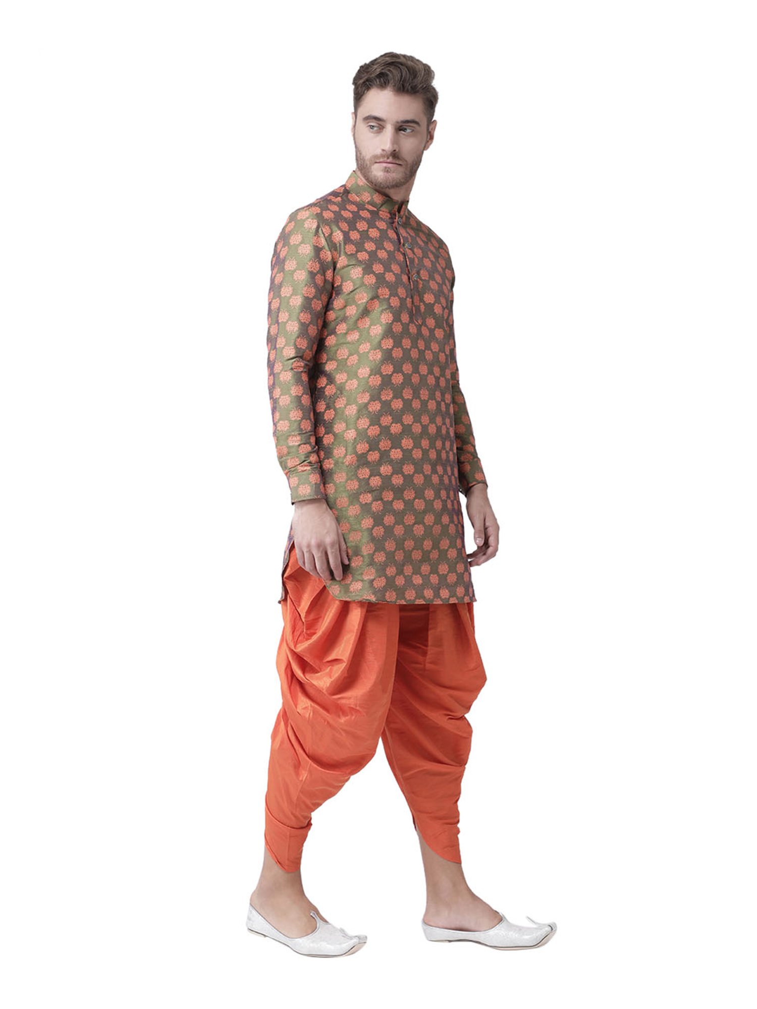 Deyann Green & Orange Full Sleeves Kurta Set
