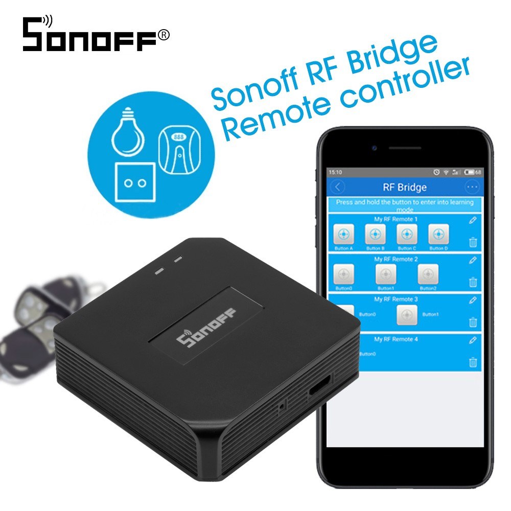 Sonoff RF Bridge 433MHZ Wifi Wireless Intelligent Wi-Fi Remote RF Controller Automation Module Switch For Smart Home Security Alexa Google Home
