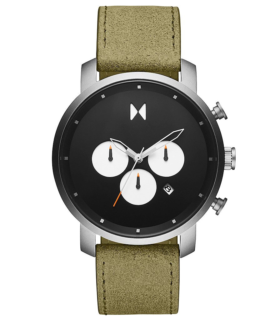 MVMT Chronograph Moss Green Leather Strap Watch