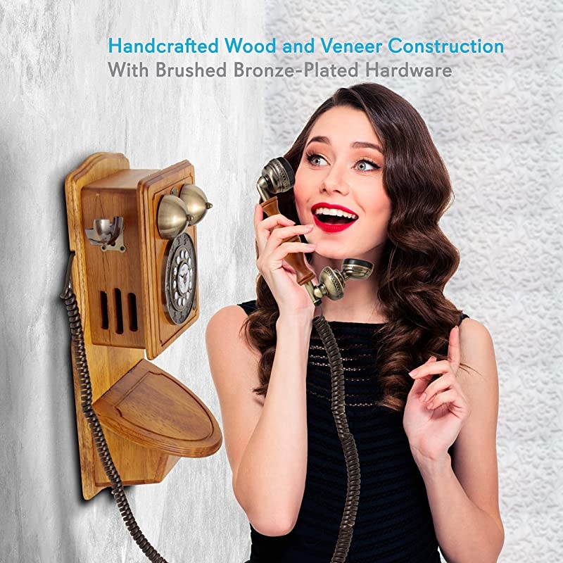 PRT45 Retro Antique Country Wall Phone Retail Packaging Wood