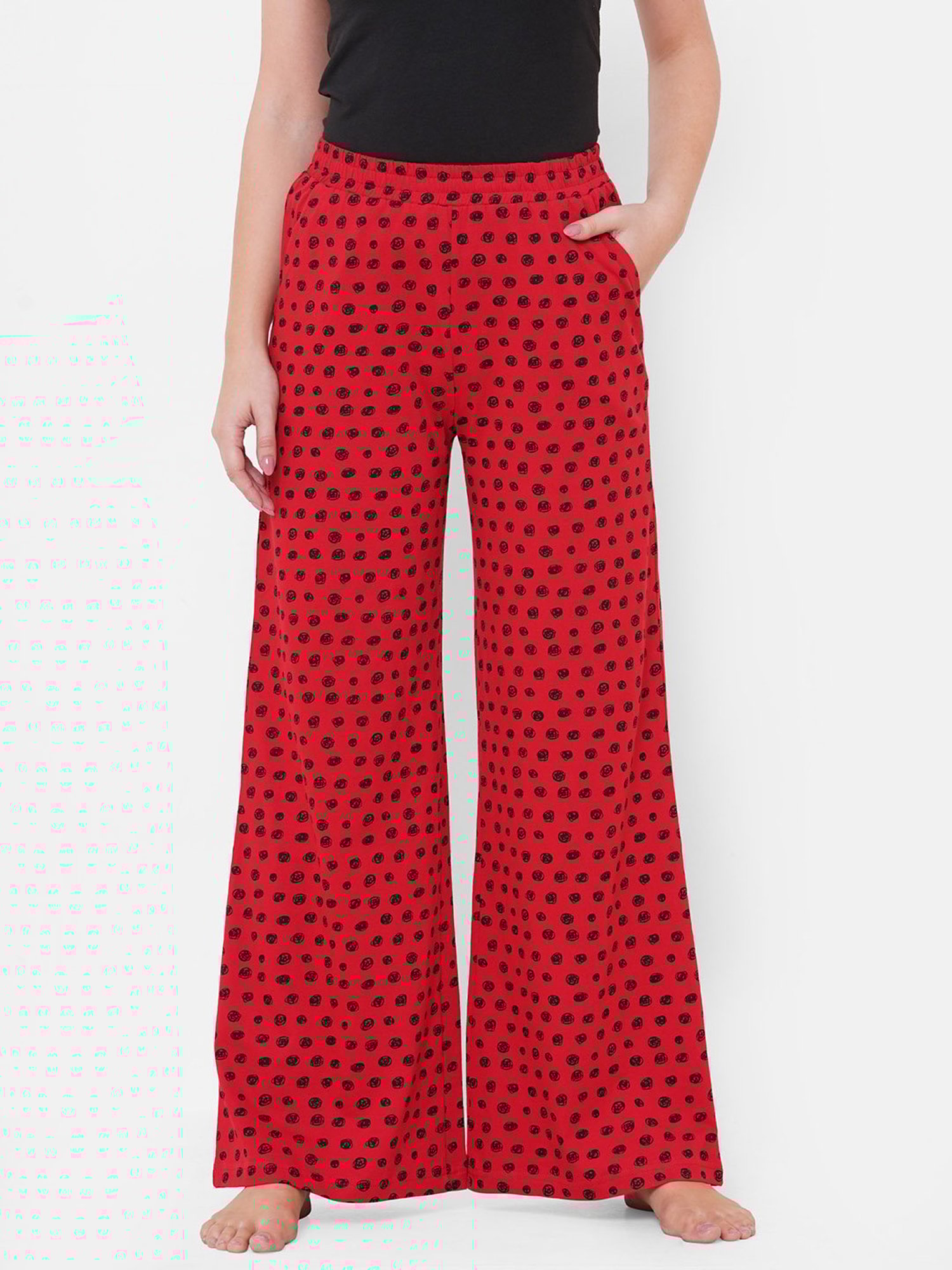 Mystere Paris Maroon & Black Polka Dot Pyjamas