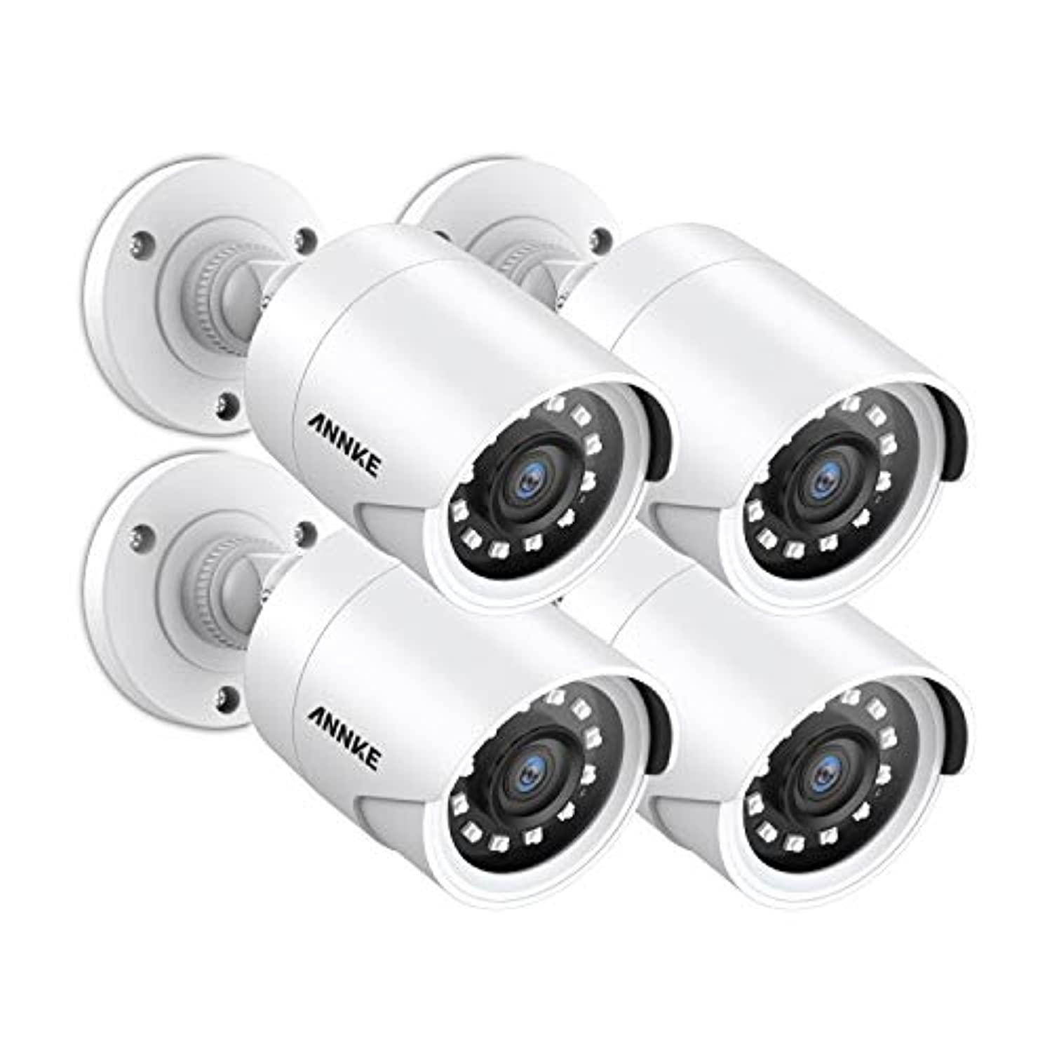 annke 4 packed outdoor security camera kits hd tvi add-on 1080p weatherproof bullet cameras with ir night vision