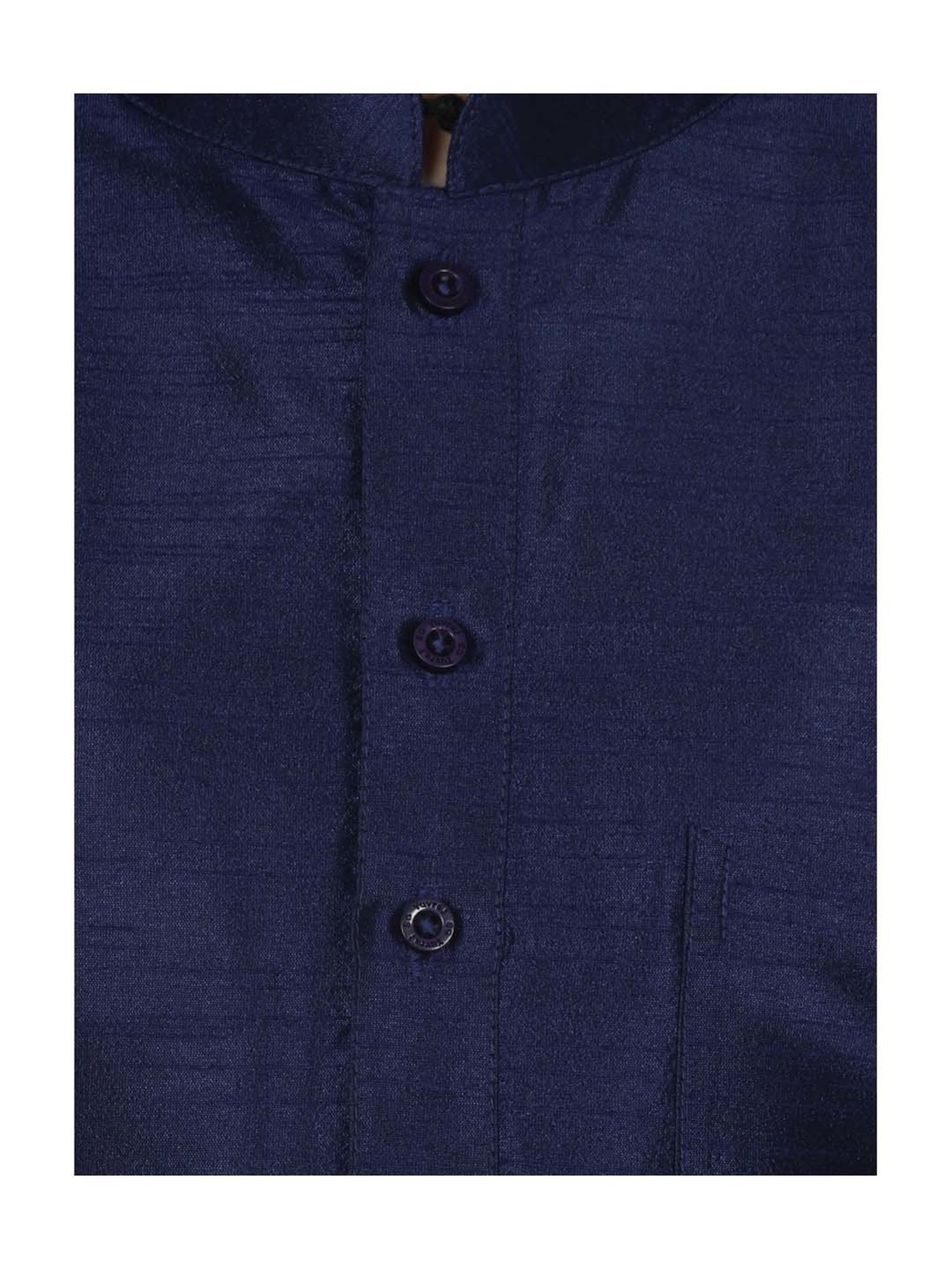 SG Yuvraj Kids White & Navy Textured Pattern Full Sleeves Kurta Set